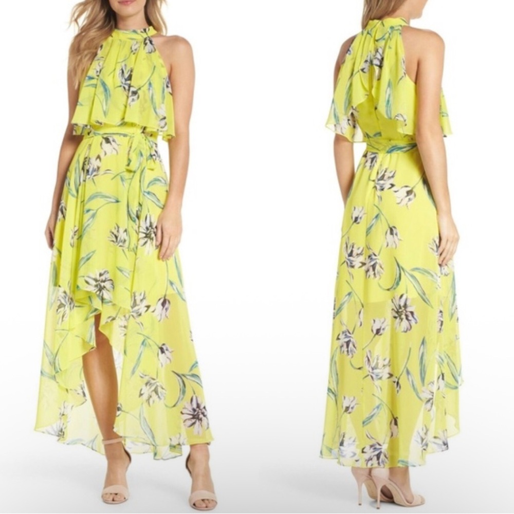 Eliza J Green and White One Shoulder Sundress